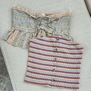 Tqo Striped and Patterned Tube Tops, American Eagle, Medium